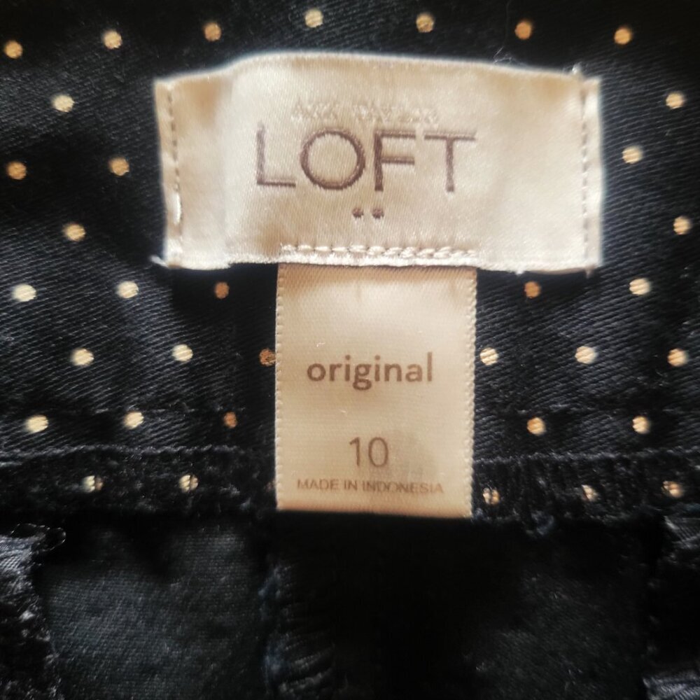 NWOT! LOFT Black w/Cream Polka Dots - Pont, Tapered Leg, Mid-Rise - Size 10 - Picture 6 of 12